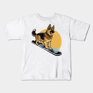 Ride with a Purpose: Snowboarding German Shepherd Design that Plants Trees Kids T-Shirt